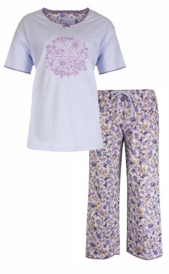 Tenderness Schlafanzug Damen Pyjama mit Capri Hose (2 tlg) Baumwolle von Tenderness