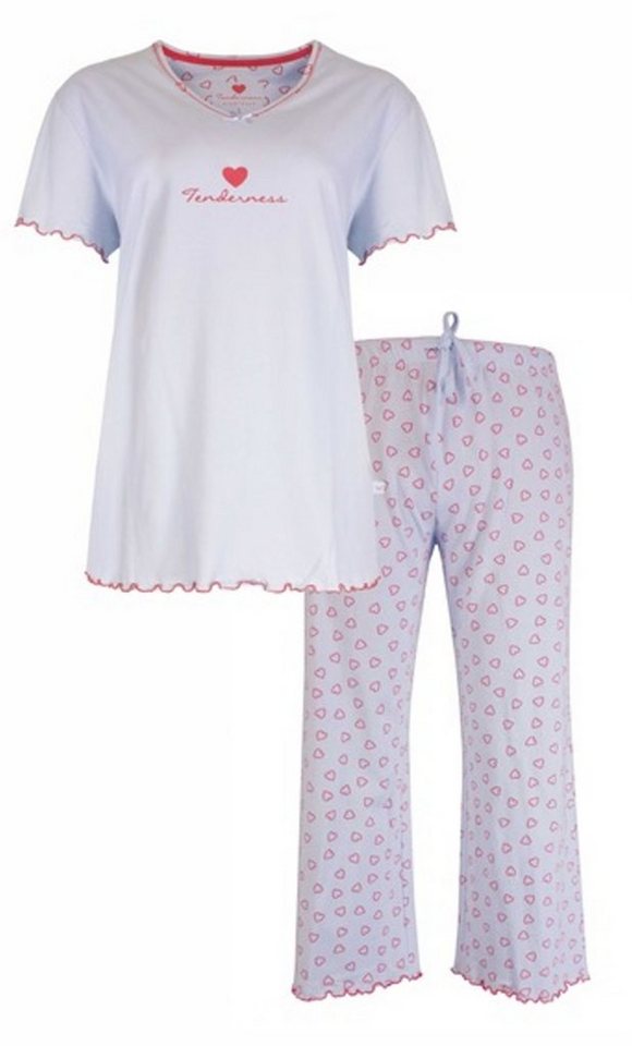 Tenderness Schlafanzug Damen Pyjama mit Caprihose (2 tlg) Baumwolle von Tenderness