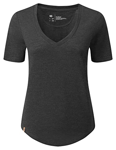 tentree Womens Treeblend V-Neck T-Shirt, XL, Meteorite Black von tentree