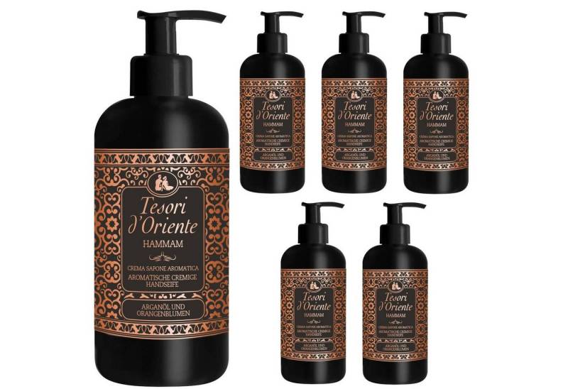 Tesori d´Oriente Duschpflege Cremeseife Hammam Flüssigseife Handseife aromatisch 6 x 300 ml, 6-tlg. von Tesori d´Oriente