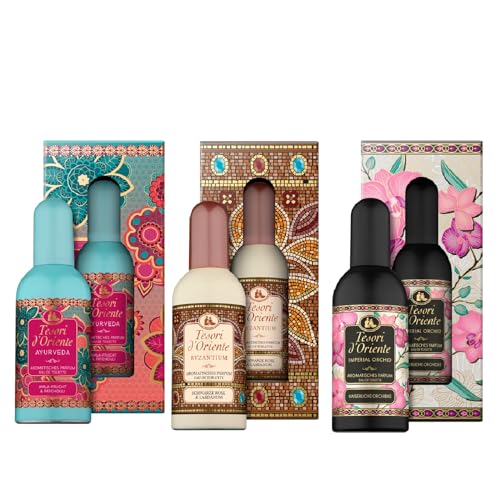 TESORI D'ORIENTE Eau de Toilette Set - Ayurveda, Byzantium, Imperial Orchid je 100 ml, aromatisches Eau de Toilette, Wellness-Rituale für Körper & Sinne von Tesori d'Oriente