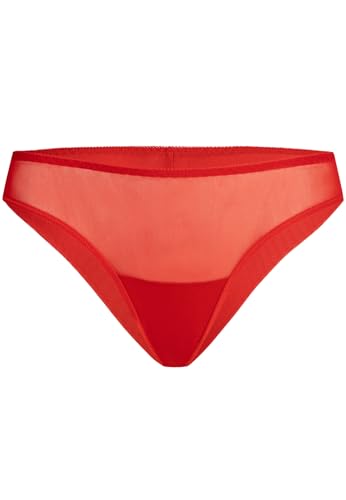 Teyli Unterwäsche Frauen Pantys Damen mit Nahtloser Abschluss - Slips Damen-Unterhosen Damen Unterwäsche - Frauen Unterwäsche Pantys Damen Slips aus Transparentem Netz Rot M von Teyli