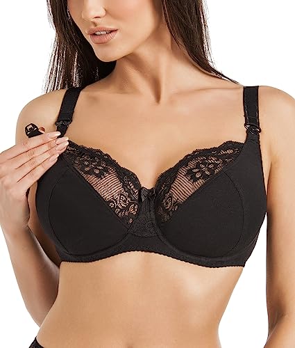 Teyli Damen Still BH - BH Bügel - BH Grosse Grössen Umstandskleidung mit Spitze - Still BH Große Brüste - Damen-BHS Stillen Schwarz 85K Teyli Damen Still BH - BH Bügel - BH Grosse Grössen Umstandskleidung mit Spitze - Still BH Große Brüste - Damen-BHS Stillen Schwarz 85K von Teyli