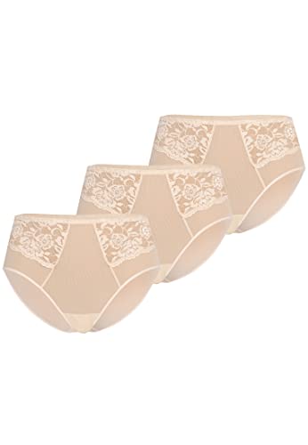 Teyli Unterwäsche Frauen Pantys Damen mit Hoher Taille - Slips Damen-Unterhosen Damen Unterwäsche - Frauen Unterwäsche Pantys Damen Slips 3er Pack Beige M von Teyli