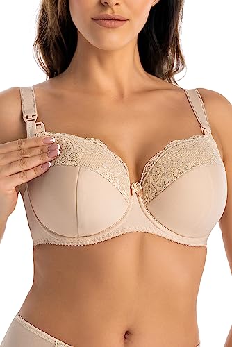 Teyli Damen Still BH - BH Bügel - BH Grosse Grössen Umstandskleidung mit Spitze - Still BH Große Brüste - Damen-BHS Stillen - Frauen Bra Beige 95C Teyli Damen Still BH - BH Bügel - BH Grosse Grössen Umstandskleidung mit Spitze - Still BH Große Brüste - Damen-BHS Stillen - Frauen Bra Beige 95C von Teyli