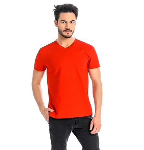 Teyli T Shirt Herren Baumwolle - Herren T Shirt mit Stilvollem Design - Tshirt Herren Ideal für Freizeit, Sport und Alltag - T-Shirt Herren Rot 3XL von Teyli