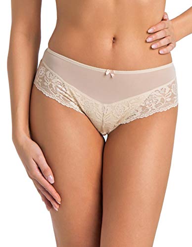 Teyli Unterwäsche Frauen Pantys Damen mit Mesh-Shorts - Slips Damen-Unterhosen Damen Unterwäsche Nahtlos - Frauen Unterwäsche Pantys Damen Slips Beige XL von Teyli