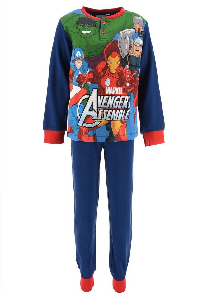 The AVENGERS Schlafanzug Captain America Hulk Iron Man Kinder Jungen Pyjama langarm Nachtwäsche (2 tlg) von The AVENGERS