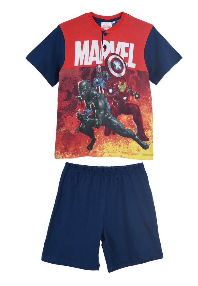 The AVENGERS Shorty Captain America Ironman Black Panther Kinder Jungen Pyjama Schlaf-Set (2 tlg) von The AVENGERS