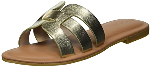 The Drop Damen Monika Flat H-band Slide Sandal Flat Sandal, Gold, 38.5 EU (7.5 US) von The Drop