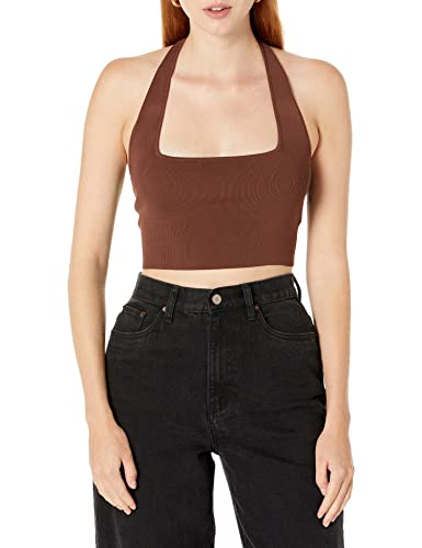 The Drop Damen Neckholder-bralette Greta, Enganliegend, Rechteckiger Schnitt, Schokoladenbraun, XXL von The Drop