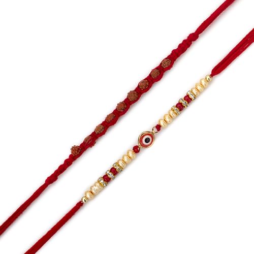 Rakhi für Bruder, 2er-Set mit Grußkarte, schönes Designer-Rakshabandhan Rakhi-Geschenkset für Bruder Bhaiya Bhai Bro, roter böser Blick, traditioneller indischer Stil, Rakshbandhan Rakhi, Geschenke Rakhi für Bruder, 2er-Set mit Grußkarte, schönes Designer-Rakshabandhan Rakhi-Geschenkset für Bruder Bhaiya Bhai Bro, roter böser Blick, traditioneller indischer Stil, Rakshbandhan Rakhi, Geschenke von The Great Indian Bazaar
