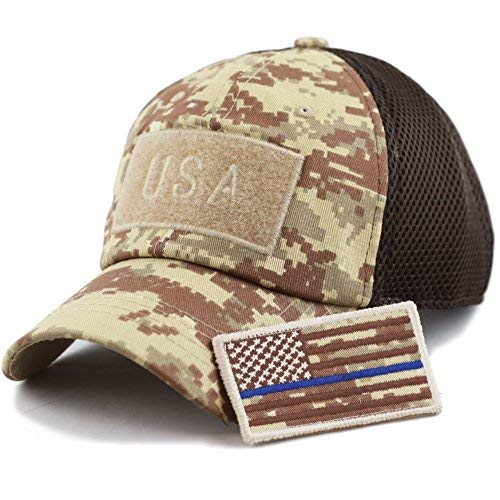 The Hat Depot Baumwolle & Pigment Low Profile Tactical Operator USA Flag Patch Military Army Cap, Usa - Desert Digi Camo-Blue Line, Einheitsgröße von The Hat Depot