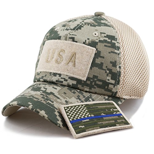 The Hat Depot Baumwolle & Pigment Low Profile Tactical Operator USA Flag Patch Military Army Cap, Usa- Digi Camo-blue Line, Einheitsgröße von The Hat Depot