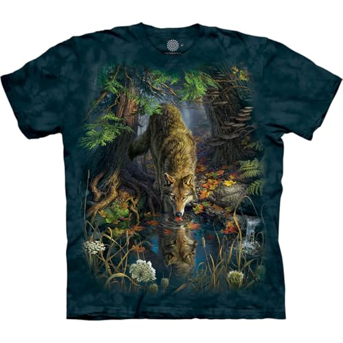 The Mountain Herren Enchanted Wolf Pool T-Shirt, blau, Klein von The Mountain