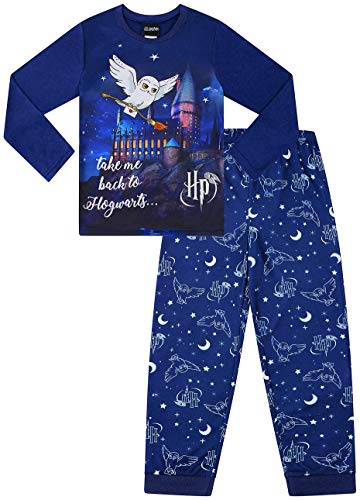 Mädchen Harry Potter Hedwig Take Me Back to Hogwarts Long Pyjama Set, blau, 152 von ThePyjamaFactory