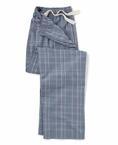 The Savile Row Company London, 100% Bio-Baumwolle, weiche Pyjamahose, Lounge-Hose für Herren (Marineblaues, cremefarbenes Karomuster, Groß) von The Savile Row Company London