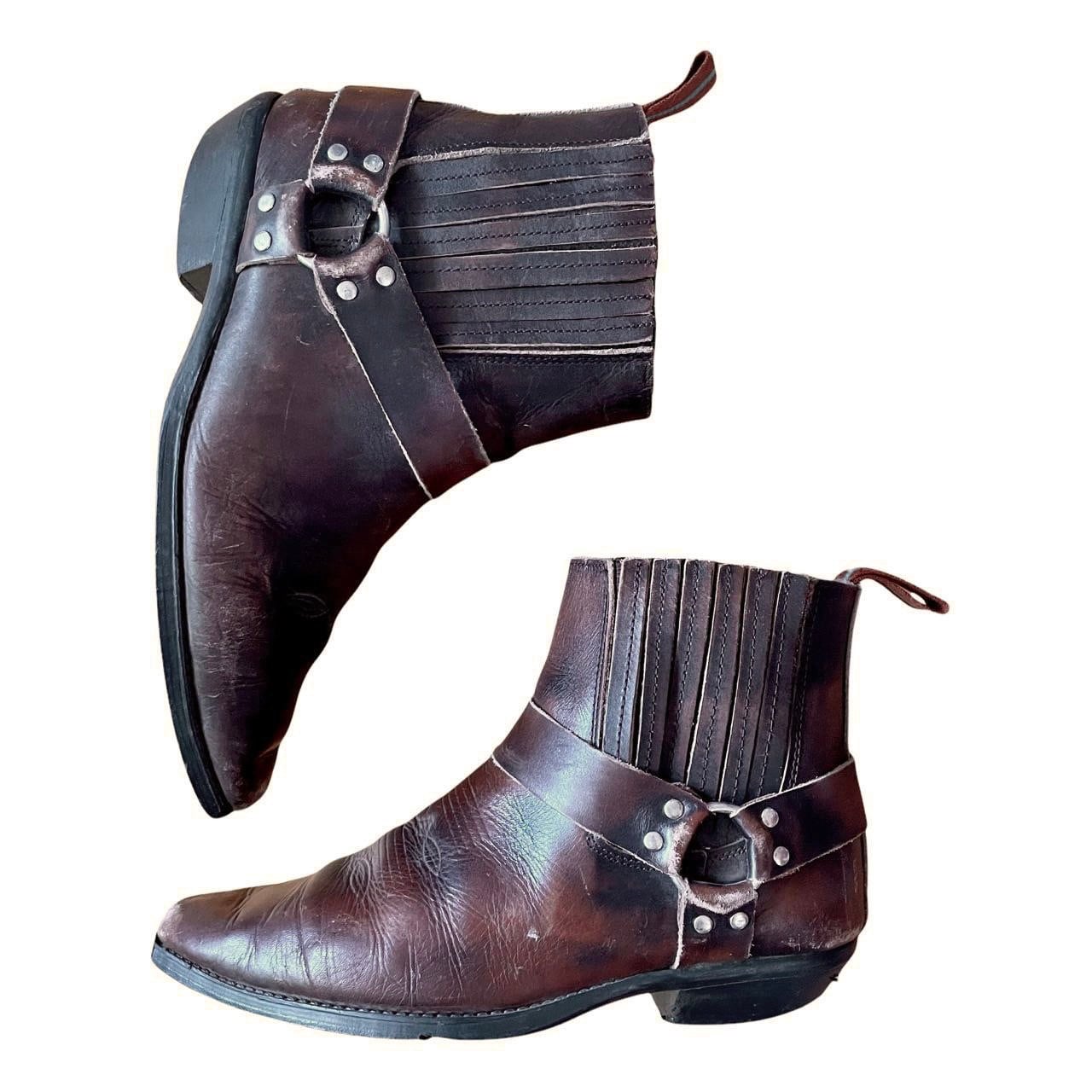 Vintage Braune Cuban Heel Boots Mit Schnalle Detail/Retro Leder Western Rock N Roll Unisex Größe Eu41 Herren 8 von ThePlotThickensShop