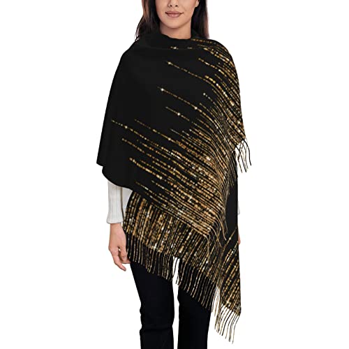 TheEcoWay Schwarz-goldener, funkelnder, glitzernder Fransenschal für Damen mit Quasten, großer Schal mit weichem Kaschmirgefühl, Wickeltücher, leichte Stola, 197 x 72 cm TheEcoWay Schwarz-goldener, funkelnder, glitzernder Fransenschal für Damen mit Quasten, großer Schal mit weichem Kaschmirgefühl, Wickeltücher, leichte Stola, 197 x 72 cm von TheEcoWay
