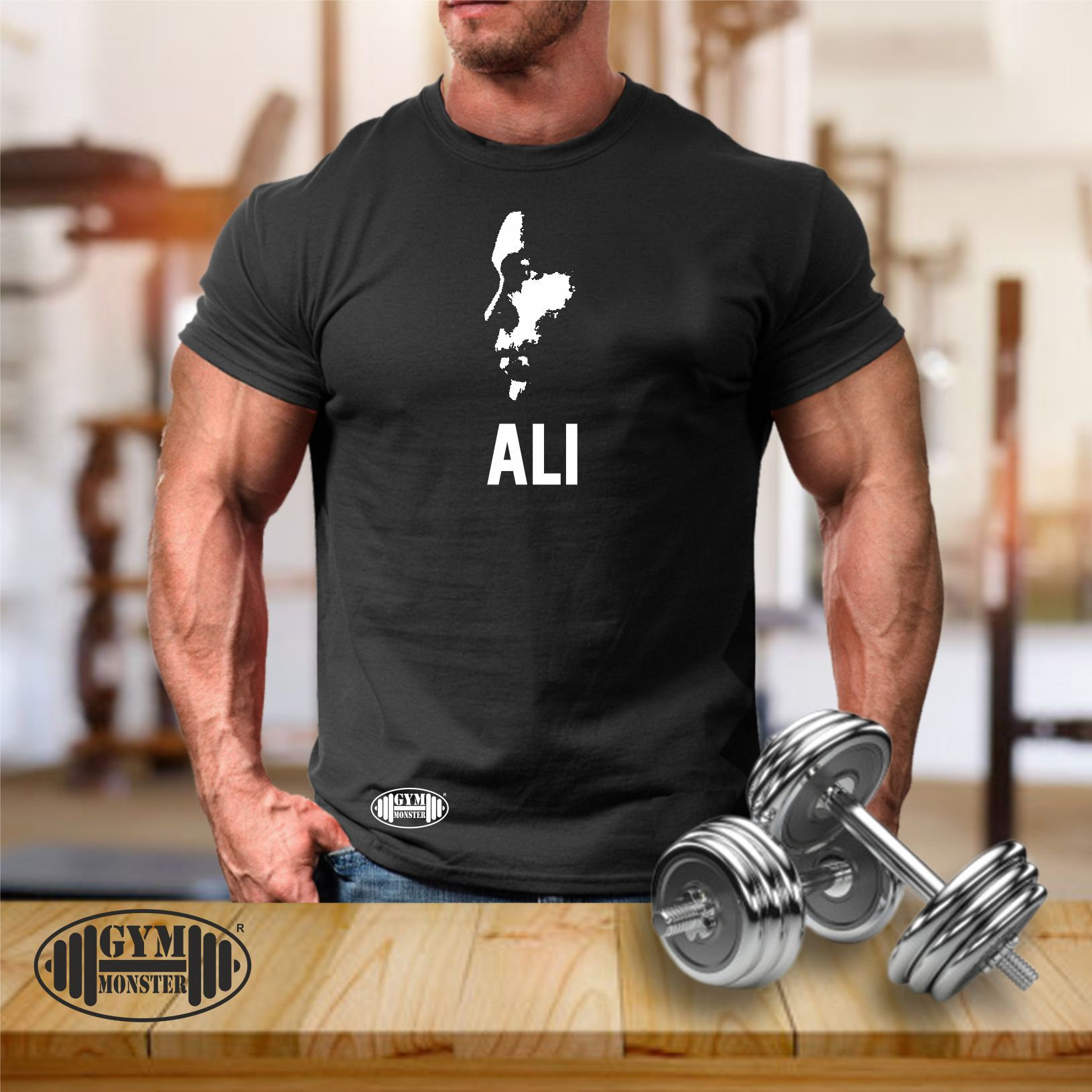 Ali T Shirt Gym Kleidung Bodybuilding Training Übung Kick Muhammad The Greatest Boxing Martial Arts Mma Herren T-Shirt von TheGymMonsterTGM