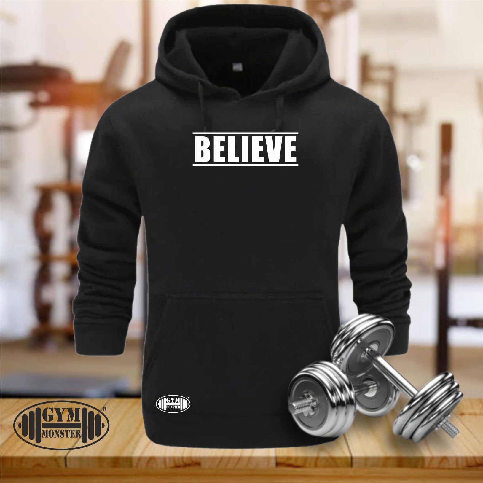 Believe Hoodie Gym Kleidung Bodybuilding Training Trainingsübung Fitness Kick Boxen Kampfsport Mma Herren Sweatshirt Top von TheGymMonsterTGM