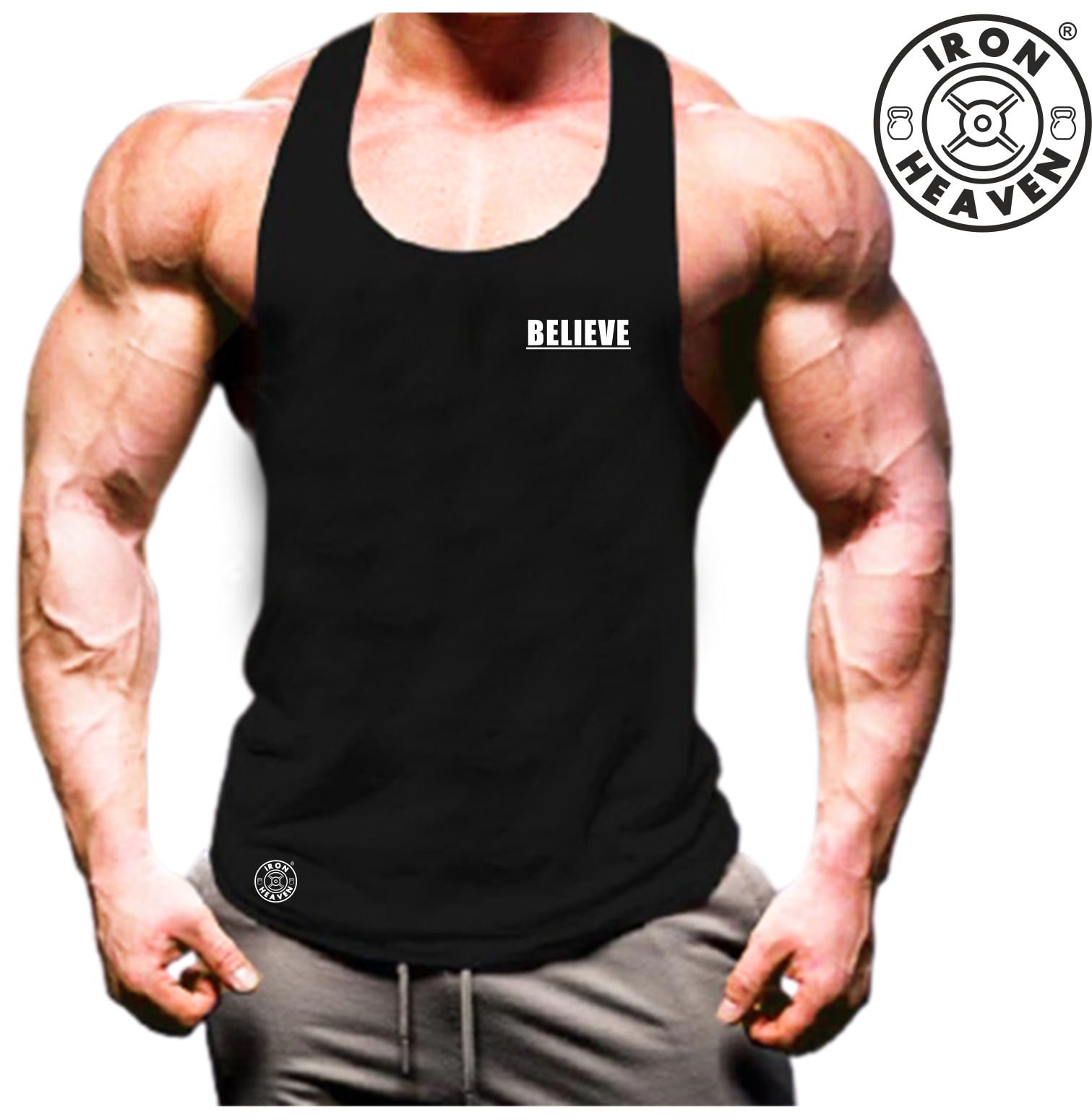 Believe Weste Tasche Gym Kleidung Bodybuilding Krafttraining Workout Übung Boxen Martial Arts Mma Iron Heaven Gymwear Männer Tank Top von TheGymMonsterTGM