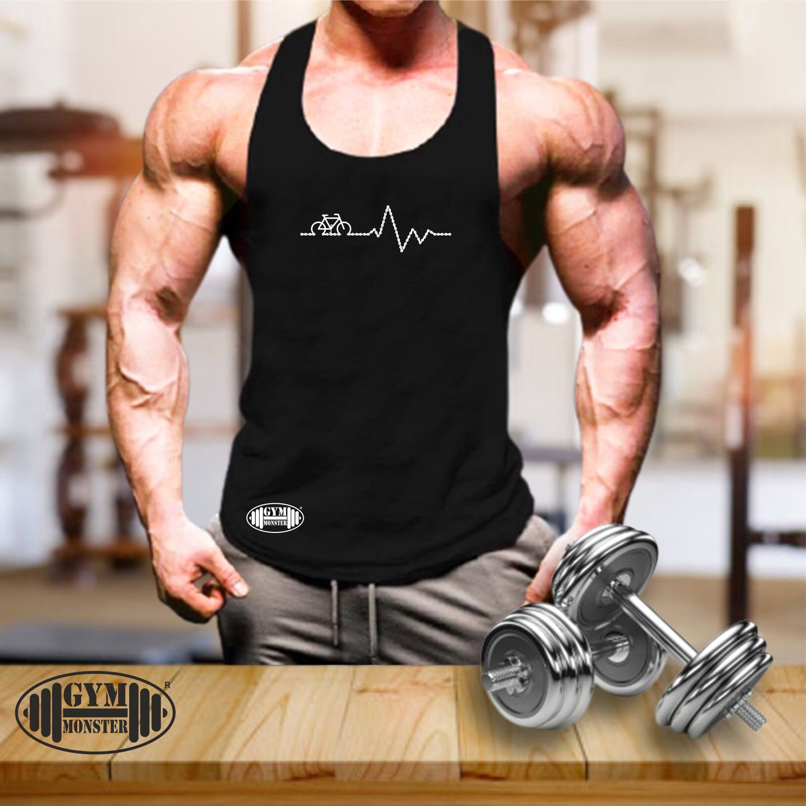 Bike Heatbeat Weste Gym Kleidung Bodybuilding Training Übung Kick Boxen Kampfsport Mma Biest Monster Männer Tank Top von TheGymMonsterTGM