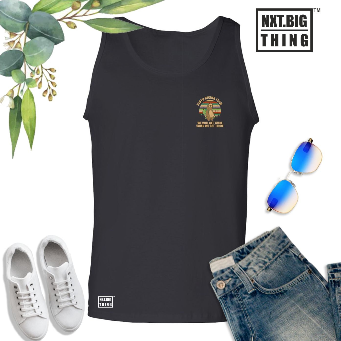 Faultier Wanderweste Klein Wir Bekommen Dort, Wenn Wir Dort Wandern Berg Lustige Witz Halloween Weihnachten Fans Geschenk Männer Tank Top von TheGymMonsterTGM