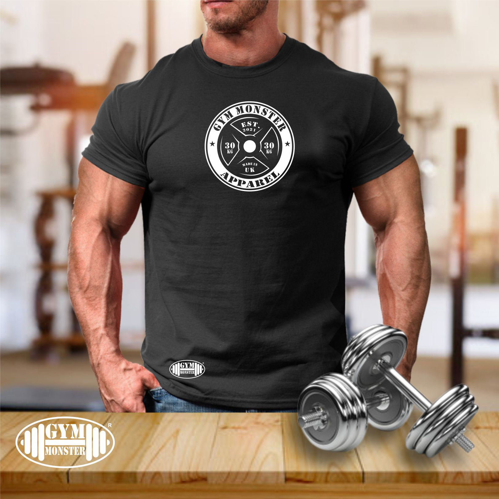 Gym Monster Bekleidung T Shirt Kleidung Bodybuilding Gewicht Training Übung Kick Boxen Mma Army Hanteln Herren T-Shirt von TheGymMonsterTGM