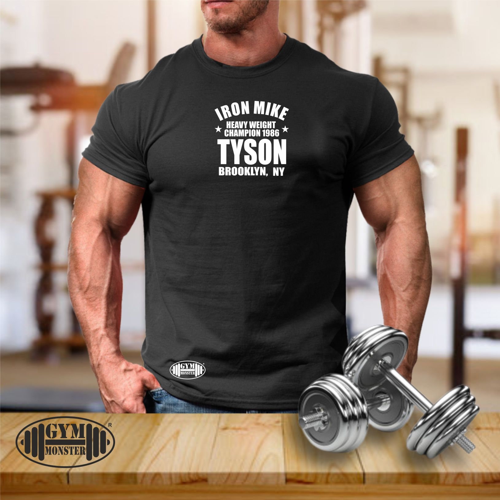 Iron Mike T Shirt Gym Kleidung Bodybuilding Training Übung Boxen Tyson Heavy Weight Champion 1986 Monster Herren T-Shirt von TheGymMonsterTGM