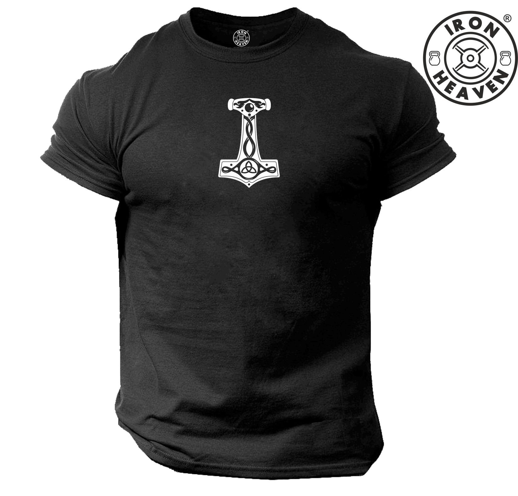 Mjölnir T-Shirt Gym Kleidung Bodybuilding Training Workout Übung Boxen Mma Wikinger Odin Thor Hammer Iron Heaven Gymwear Männer T Top von TheGymMonsterTGM