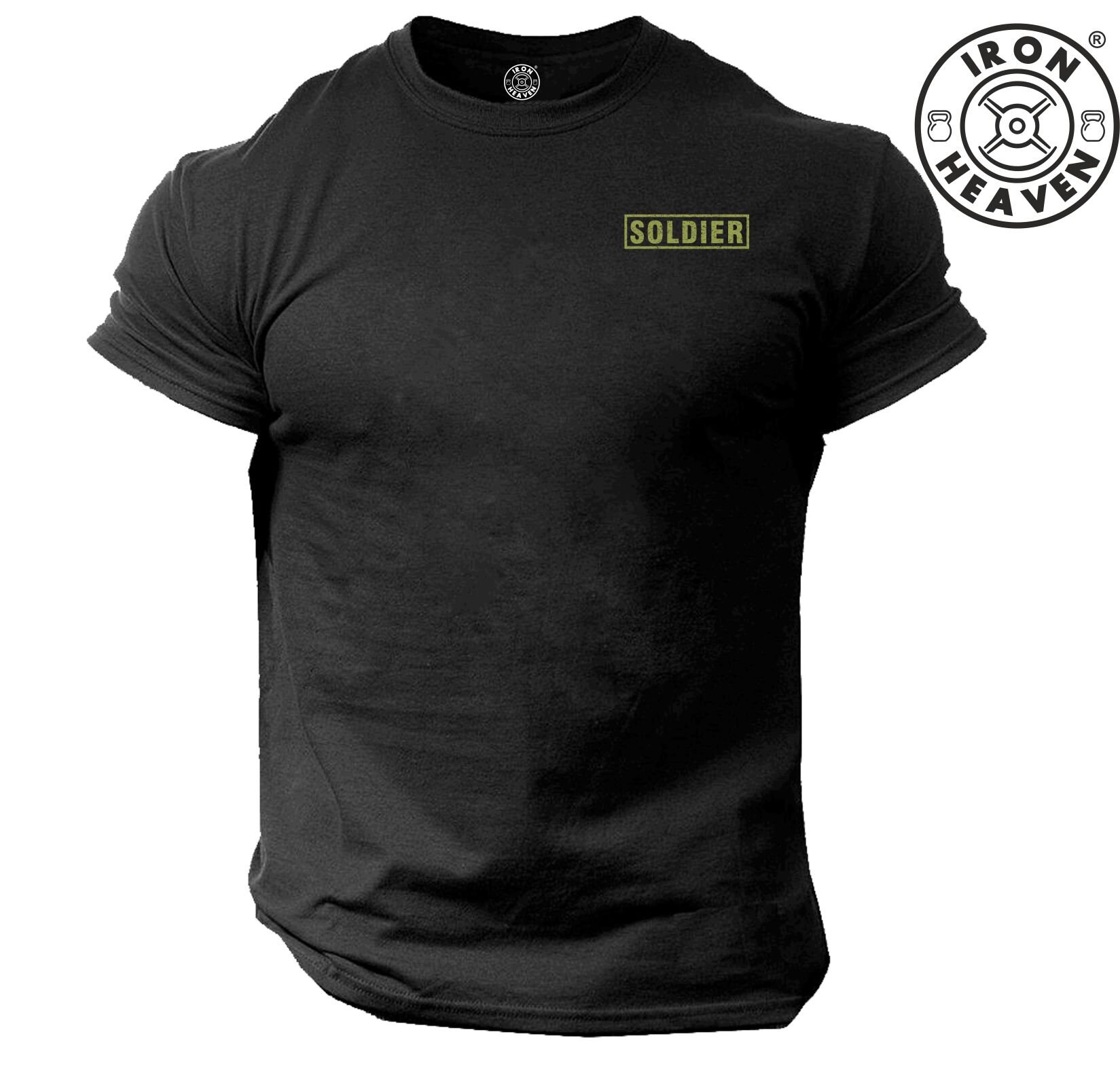 Soldat T-Shirt Tasche Gym Kleidung Bodybuilding Training Workout Übung Fitness Kickboxen Kampfsport Armee Mma Iron Heaven Männer T Top von TheGymMonsterTGM