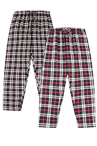 Pyjamahose für Herren und Jungen, kariert, Flanell, Schwarz und Blau, 2 Stück, blau, 146 von ThePyjamaFactory