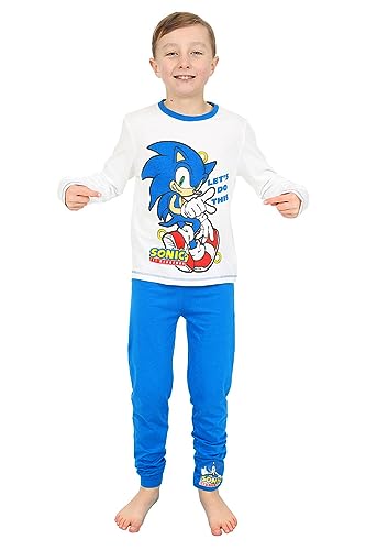 Sonic The Hedgehog Let's Do This Long Gamer Baumwolle PJs Jungen Weiß, blau, 104 von ThePyjamaFactory