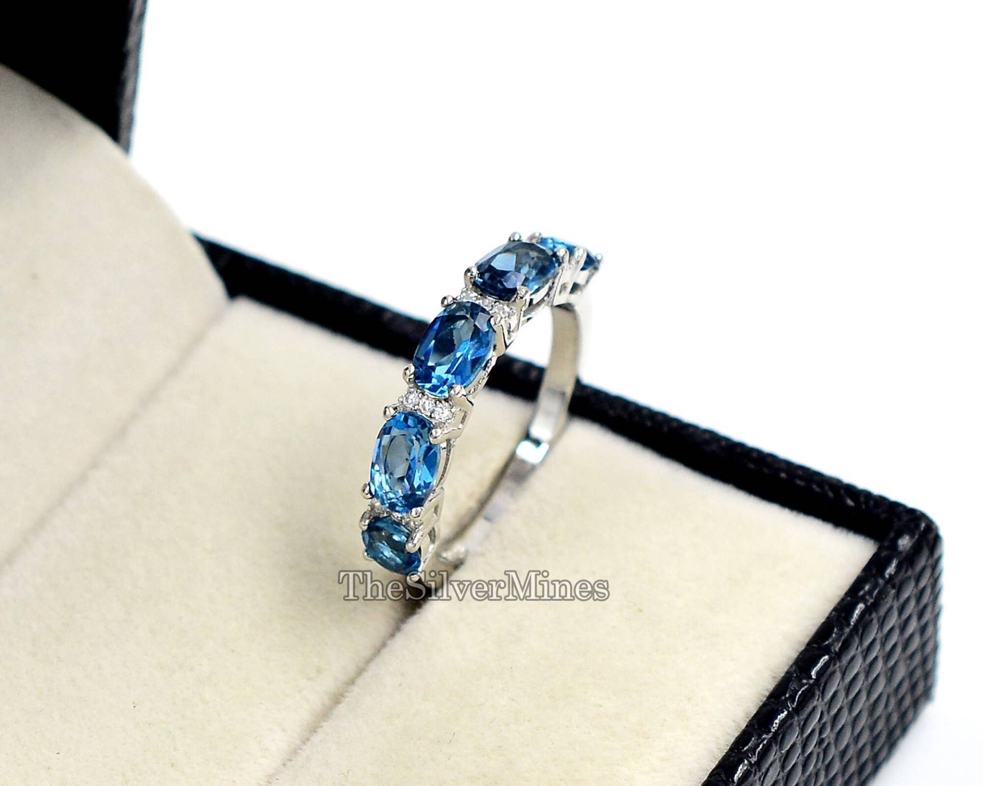 Natürlicher London Blauer Topas Ring, 925 Sterling Silber, Dezember Geburtsstein, Schmuck, Geschenk Für Freund, Hochzeit Versprechen Sie von TheSilverMines