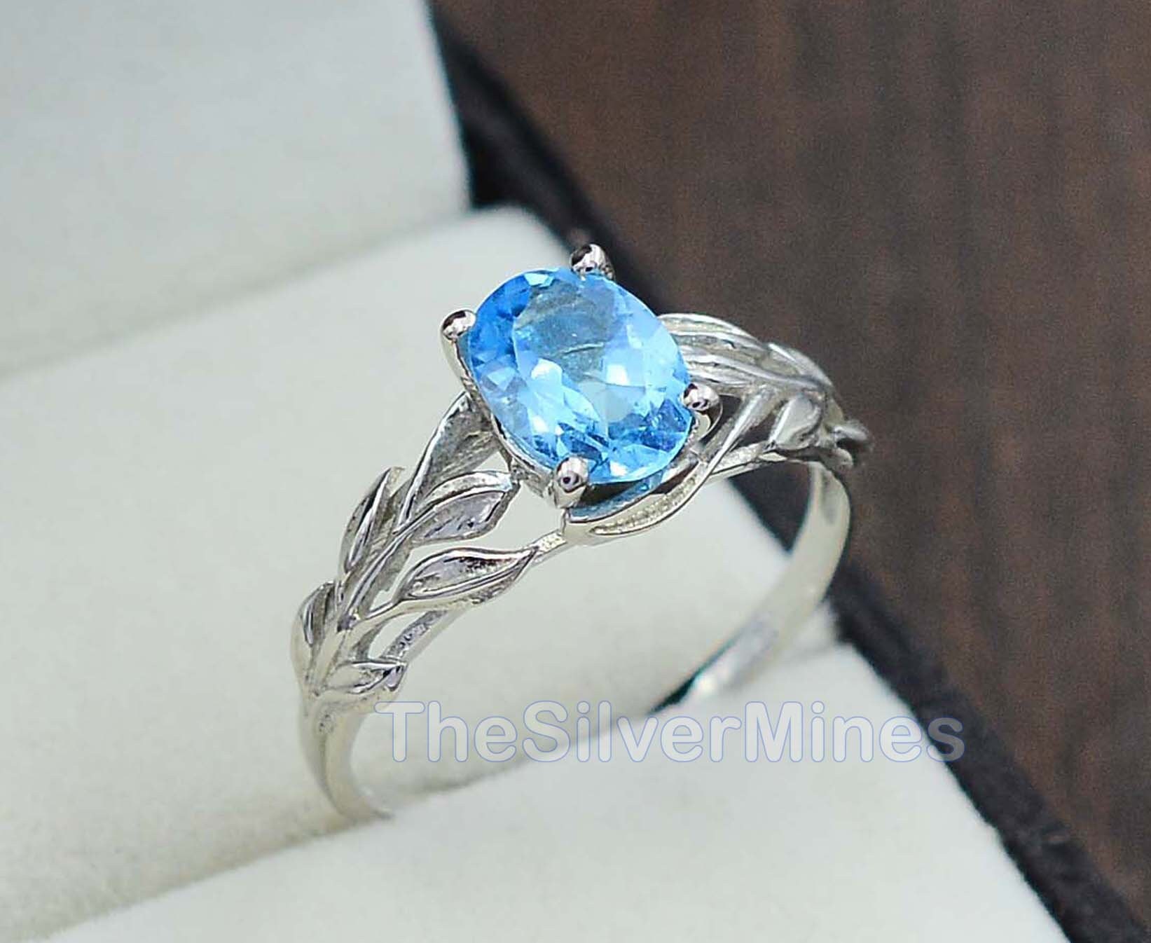 Natürliche Schweizer Blautopas Ring/925 Sterling Silber Statement Dezember Geburtsstein Jahrestag Geschenk Frauen Für Sie von TheSilverMines