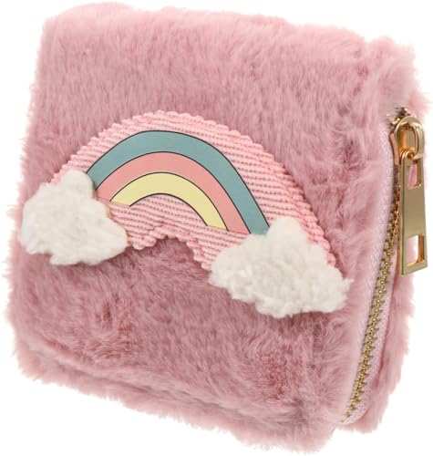 Plüsch Regenbogen Geldbörse Damen Handtaschen Kinder Münzgeldbörse Tragbare Geldbörse Student Münzbörse, rot, Klassisch von Theaque