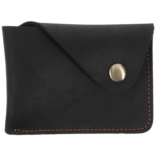 Theaque Leder Kartenhalter Vintage Wallet Pocket Wallet Kleine Brieftasche Tragbarer Kartenhalter für Frauen, Schwarz von Theaque