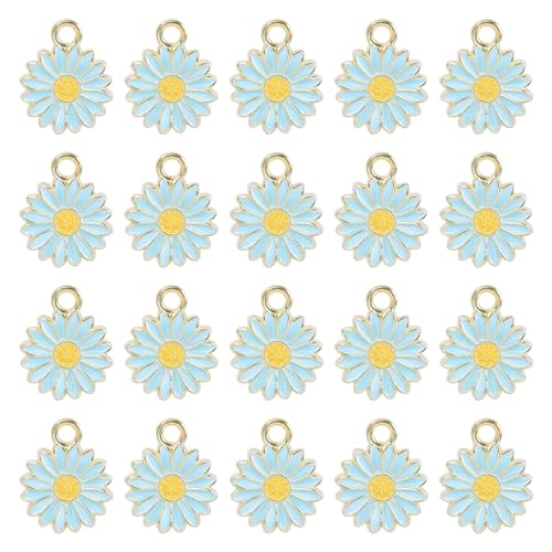 Thewasc 20 Stück modische Charm-Anhänger, kleine Blumen-Anhänger, Schmuckanhänger, dekorativer Anhänger für Halsketten, Schmuckherstellung Thewasc 20 Stück modische Charm-Anhänger, kleine Blumen-Anhänger, Schmuckanhänger, dekorativer Anhänger für Halsketten, Schmuckherstellung von Thewasc