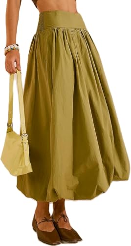 ThiCc Damen-Maxirock – Y2k Boho Casual Fashion Loose Fit Elastische Hohe Taille Flowy A-Linie Langer Rock Sommer Ballonrock Niedliche Puffröcke für Urlaub Urlaub Strand Ourfit, grün, S ThiCc Damen-Maxirock – Y2k Boho Casual Fashion Loose Fit Elastische Hohe Taille Flowy A-Linie Langer Rock Sommer Ballonrock Niedliche Puffröcke für Urlaub Urlaub Strand Ourfit, grün, S von ThiCc