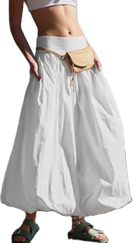 ThiCc Damen-Maxirock – Y2k Boho Casual Fashion Loose Fit Elastische Hohe Taille Flowy A-Linie Langer Rock Sommer Ballonrock Niedliche Puffröcke für Urlaub Urlaub Strand Ourfit, weiß, L ThiCc Damen-Maxirock – Y2k Boho Casual Fashion Loose Fit Elastische Hohe Taille Flowy A-Linie Langer Rock Sommer Ballonrock Niedliche Puffröcke für Urlaub Urlaub Strand Ourfit, weiß, L von ThiCc