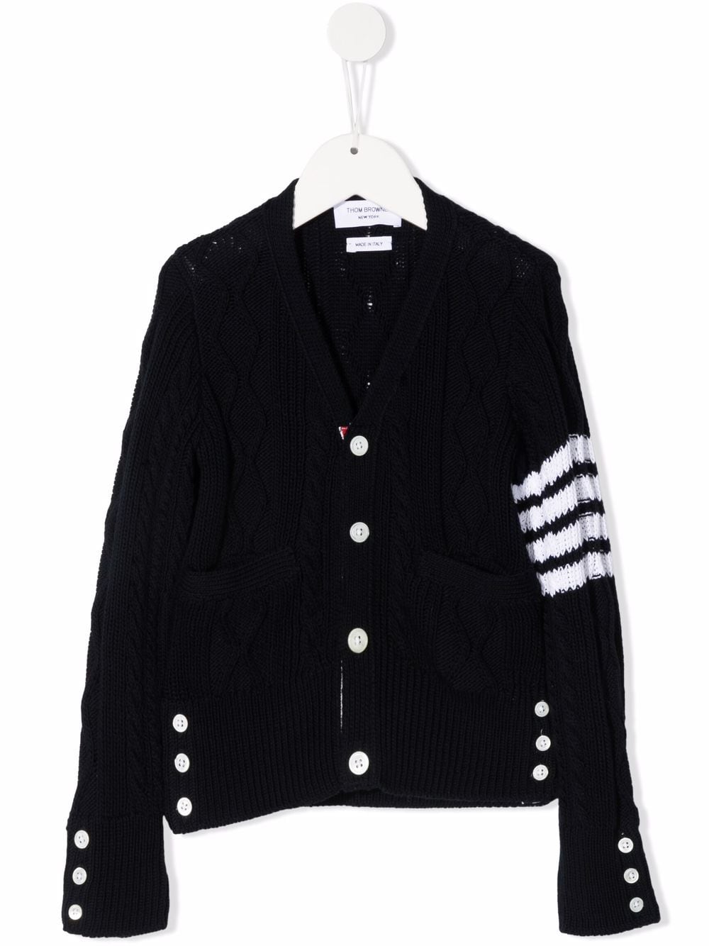 Thom Browne Kids Cardigan mit Zopfmuster - Blau von Thom Browne Kids