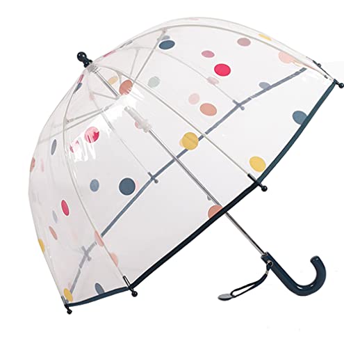 ThreeH Klarer Bubble-Regenschirm für Kinder Niedliches Punktdesign 8 Faserrippen Bruchsicherer Easy-Grip-Griff Manuell offen Winddicht für Jungen und Mädchen im Alter von 3–10 Jahren,Blau von ThreeH