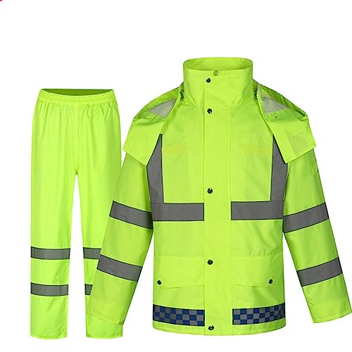 ThreeH Regenmäntel Wasserdicht Lange Regenjacke Leichte Regenbekleidung Reflektierend Wiederverwendbar mit Kapuze XXXL Größe Grün Farbe von ThreeH