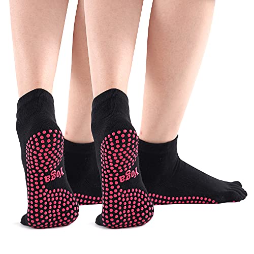 ThreeH Yoga Socken rutschfest Fünf-Finger für Frauen Yoga Pilates Dance Ballet 2 Pairs Size4.5-6 von ThreeH