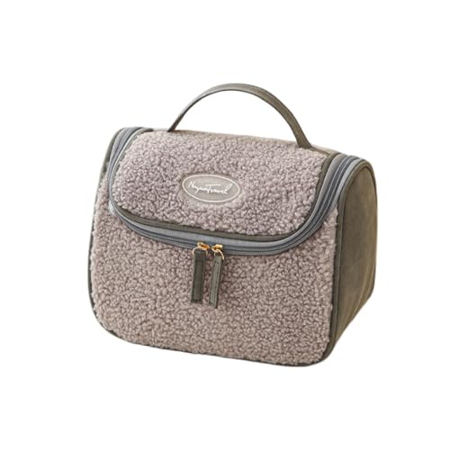 Groß Kapazität Kosmetiktasche Damen Make Up Bag-GEPOLSTERTE Baumwoll-PLÜSCH Makeup-Tasche Schminktasche Kosmetik Reise Täschchen Kosmetikbeutel mit fächern Für Frauen und Mädchen von Threegoat