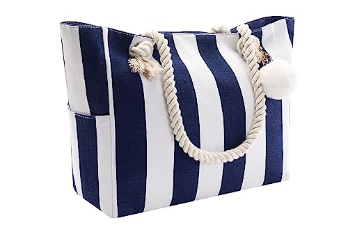 Strandtasche Damen-Badetasche Wasserdicht Strandtasche Groß mit Reißverschluss Schwimmbad Tasche, Grosse Strandtasche XXL Familie von Threegoat