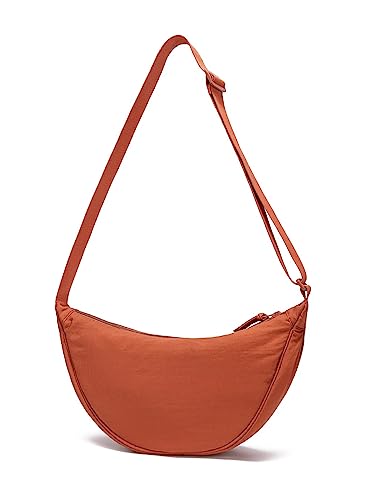 Threegoat Damen Halbmond Crossbody Schultertasche Bauchtasche-Hobo Casual Crossbody Bag, Einfarbige Tragbare Halbmond-Tasche Umhängetasche mit verstellbarer Schultergurt von Threegoat