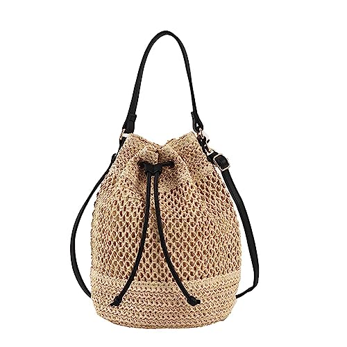 Threegoat Handtasche damen Umhängetasche-Sommer Gewebte Strandtasche Basttaschen Strohtaschen Boho Tasche Häkeltasche Crossbody Gehäkelte Tasche für Urlaub Reisen Freizeit von Threegoat