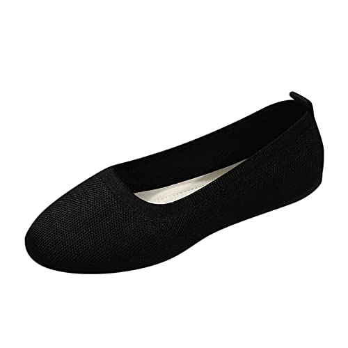 TianWlio Ballerinas Damen Elegant Runde Bequem Schuhe Weiche Wanderschuhe Flache Loafer mit Gummisohle Sommer Brautschuhe Niedriger Halbschuhe Bequeme (Black, 42) von TianWlio